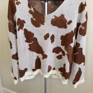 Altar'd State Cream and Brown Knit Sweater